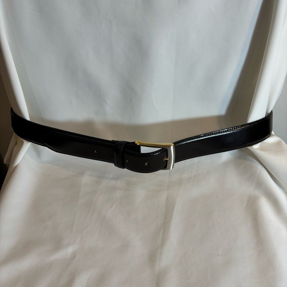 BENCH CRAFT CANADA Sz 40 Belt Smooth Leather Dark Brown Gold Silver Hardware